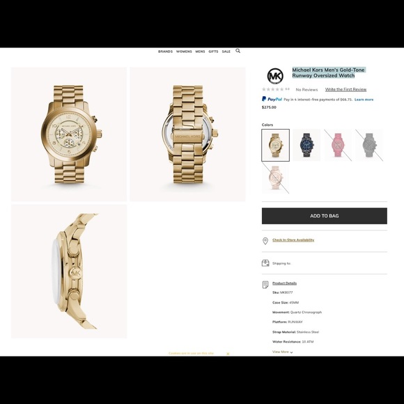 Men’s Oversized Gold Watch - Picture 4 of 4